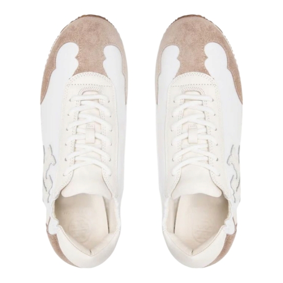 Tory Burch Cerbiatto Suede Leather Nylon Ivory/Tan Sneakers Size 7 - Picture 4 of 13